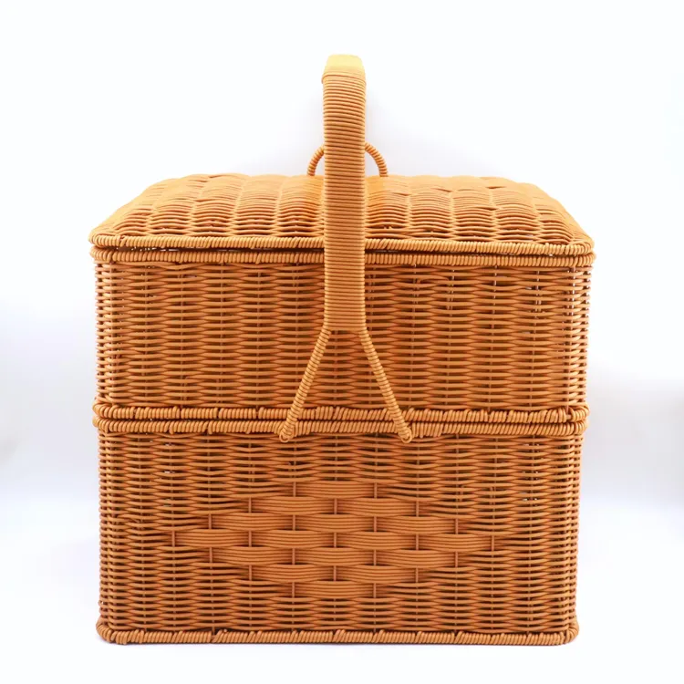加宽加高长方形拜拜篮双层大容量手提家用装鸡鹅仿藤编户外拜神篮