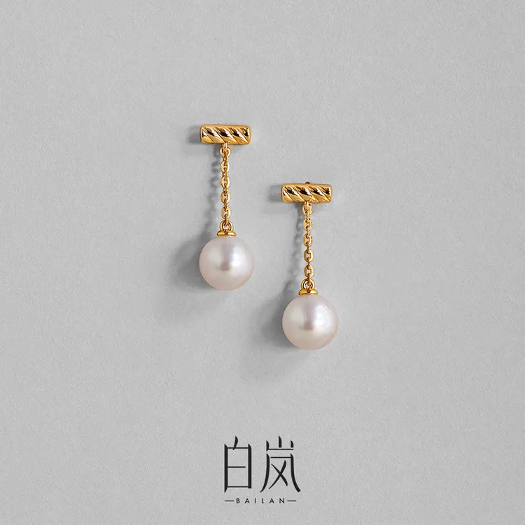 白岚一字珍珠耳坠女925银气质轻奢小众法式复古ED4533