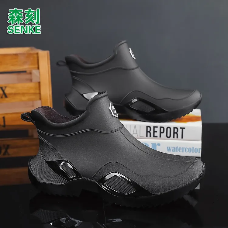 森刻2025新款雨鞋男款时尚外穿水靴防滑防水厨房软底耐磨水鞋
