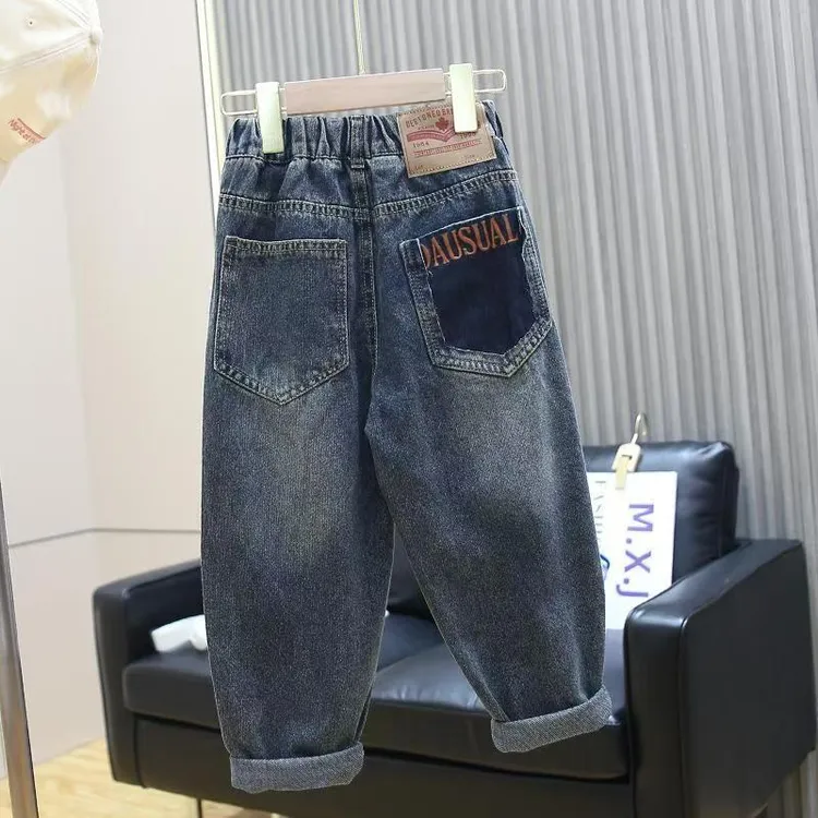 男童牛仔裤秋装新款儿童洋气韩版春秋中大童秋季帅气宽松长裤裤子