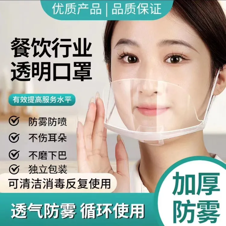 【可循环】透明餐饮口罩防雾厨房餐厅唾沫厨师防口水飞沫塑料口罩