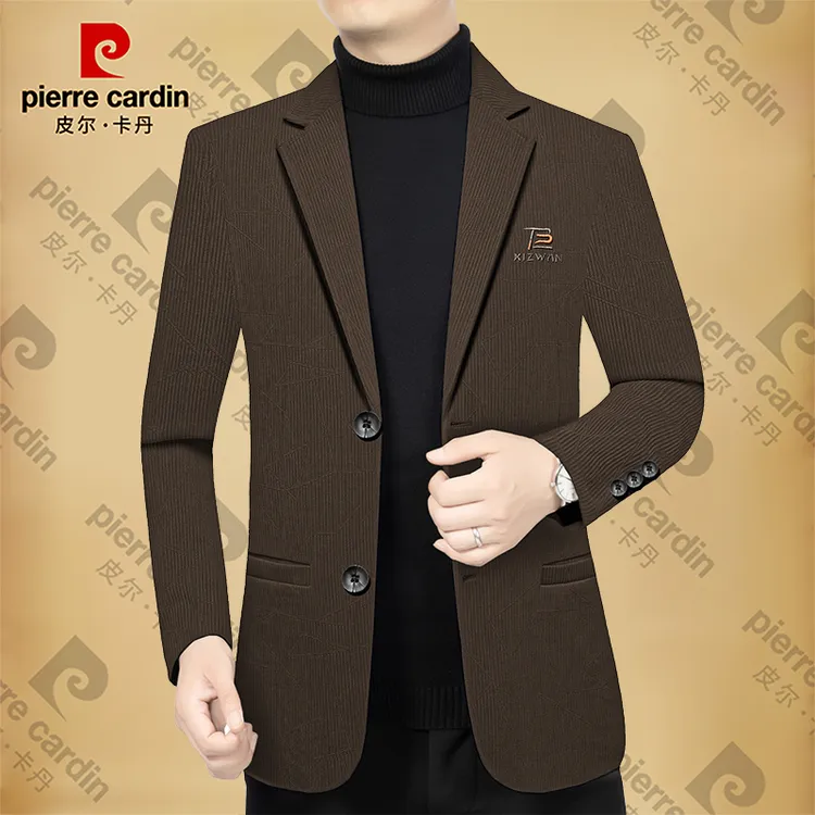 皮尔卡丹男士新款春秋季商务西服高档中年爸爸男装外套上衣西装领