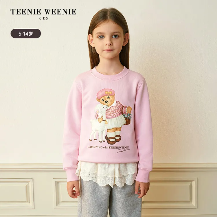 【达人专属】TeenieWeenieKids小熊童装宝宝小羊印花加绒套头卫衣TKMA258T66I