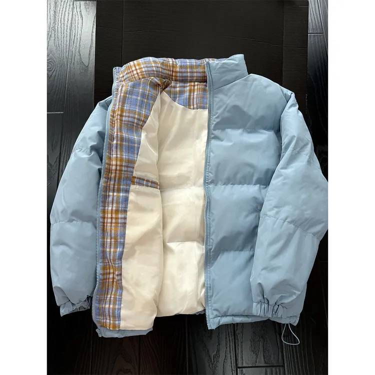 fitcheck格子拼接棉服男款冬季设计感无帽立领棉衣外套情侣面包服