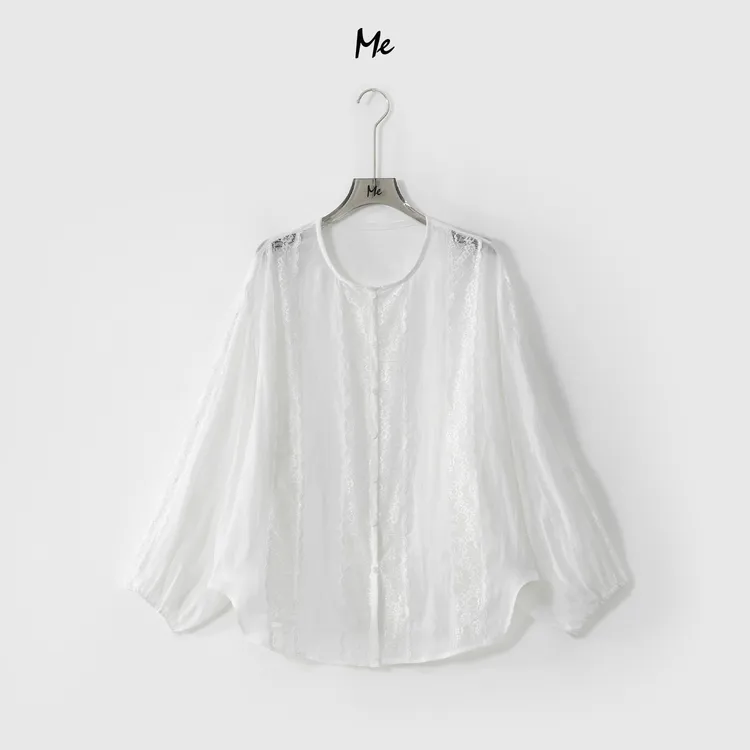ME【100%苎麻月下花蕾】重工蕾丝呼吸感显瘦时尚百搭外套MESS5099