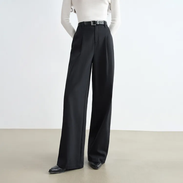 自巧小个子流光风直筒阔腿裤休闲裤高腰显瘦拖地裤长裤25ZQ93069
