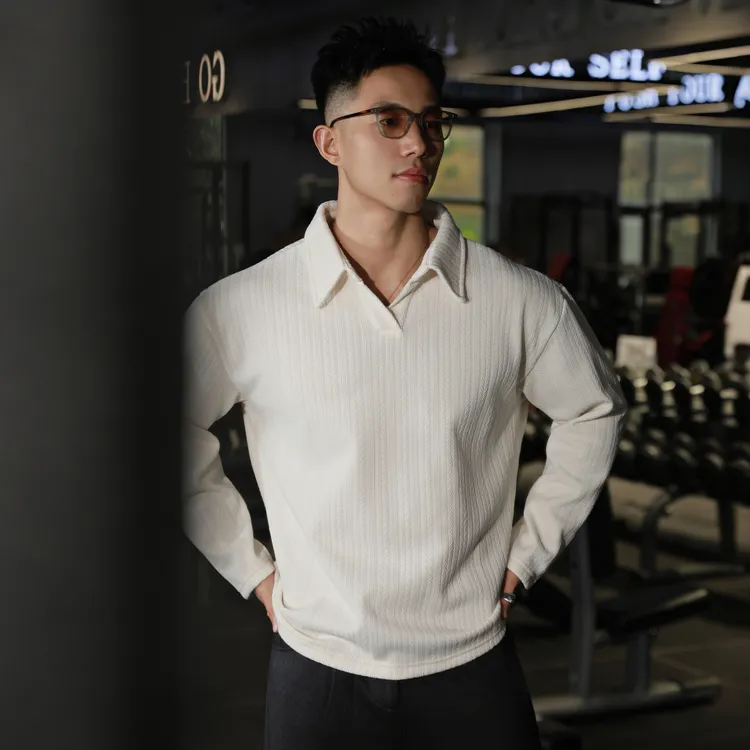 MUSCLEFAITH肌肉信仰运动polo长袖男宽松加绒保暖海鸥领针织上衣