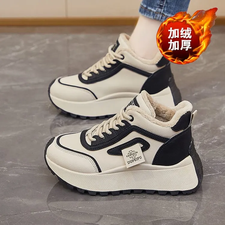 加绒老爹鞋女冬季新款加厚高帮运动鞋韩版百搭厚底增高保暖M8822