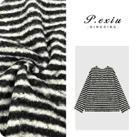 PanYiXiu/潘依绣圈圈纱宽松慵懒减龄条纹撞色V领长袖上衣 WH00380