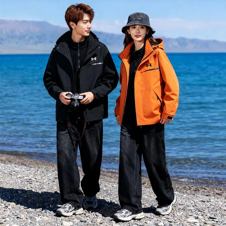 【官旗正品】户外冲锋衣男女款三合一防风防水户外徒步情侣登山服