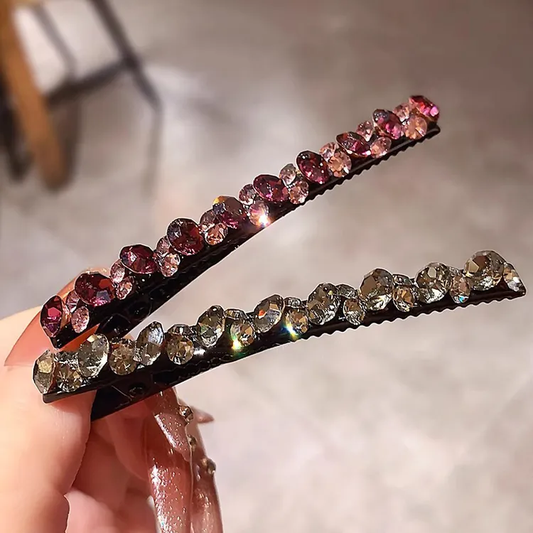 轻奢高端鸭嘴夹满钻刘海夹发卡女侧边夹2024新款一字夹后脑勺发夹