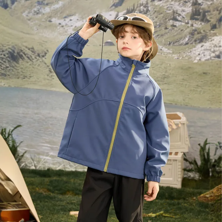 2025新款儿童无氟防水运动户外立领轻量软壳中大童单外套CTCYJ519