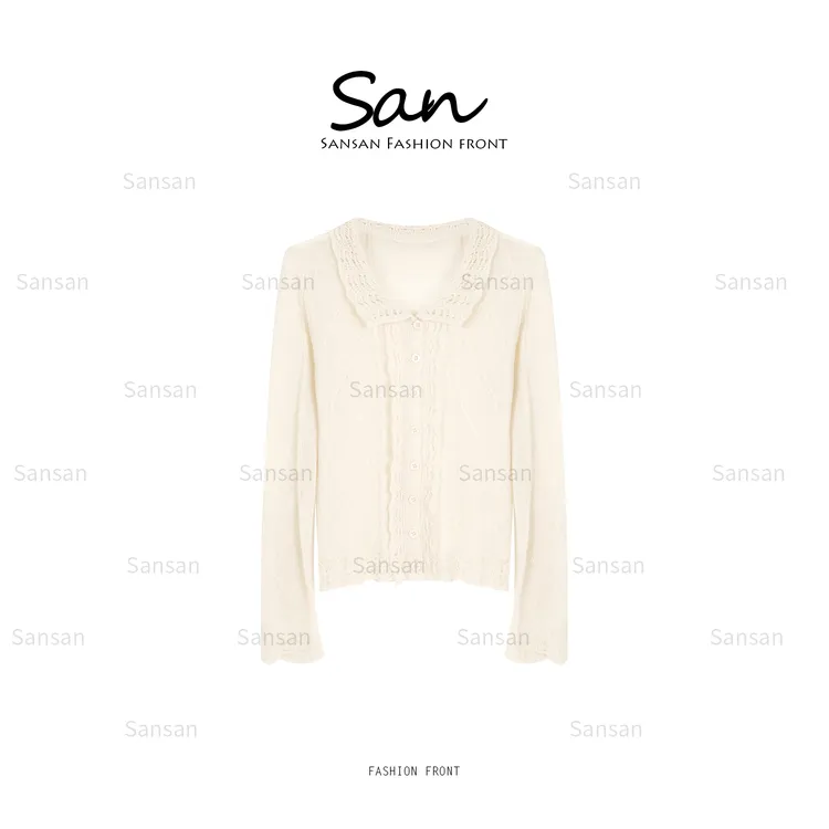 【SANSAN】慵懒风气质镂空轻奢设计款上衣DY-80405