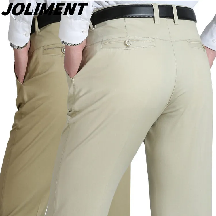 JOLIMENT夏季薄款纯棉休闲西装裤男士宽松百搭垂感商务直筒长裤子