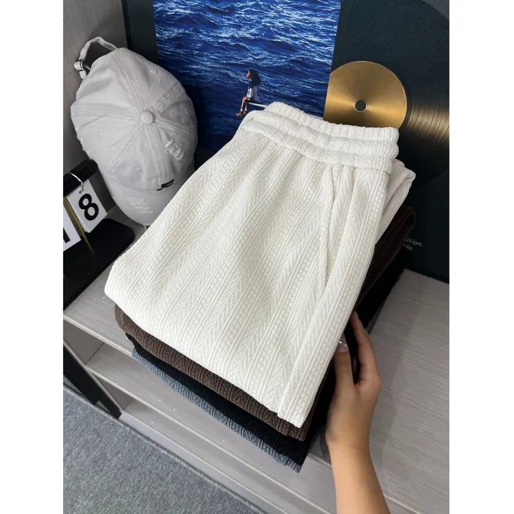 麦穗纹雪尼尔休闲裤男女春秋慵懒松弛感直筒阔腿裤子美式垂感长裤