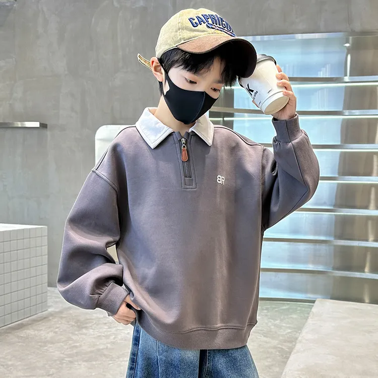 男童秋季polo衫卫衣中大童春秋装时尚韩版洋气打底衫儿童上衣男孩