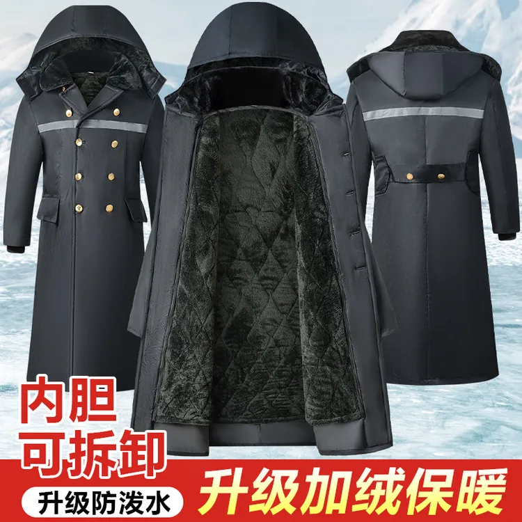 防水免洗军棉大衣长款过膝冬季冷库棉服活里活面可拆卸特厚棉大衣