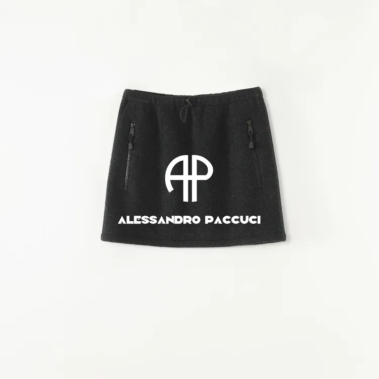 AP洛哥54122QB黑标/双面绵羊毛松紧抽绳腰多色时尚休闲短款半身裙