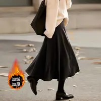 8216-【现货+运费险+加厚加绒+定制柜货】秋冬8片重工大码显瘦裙子