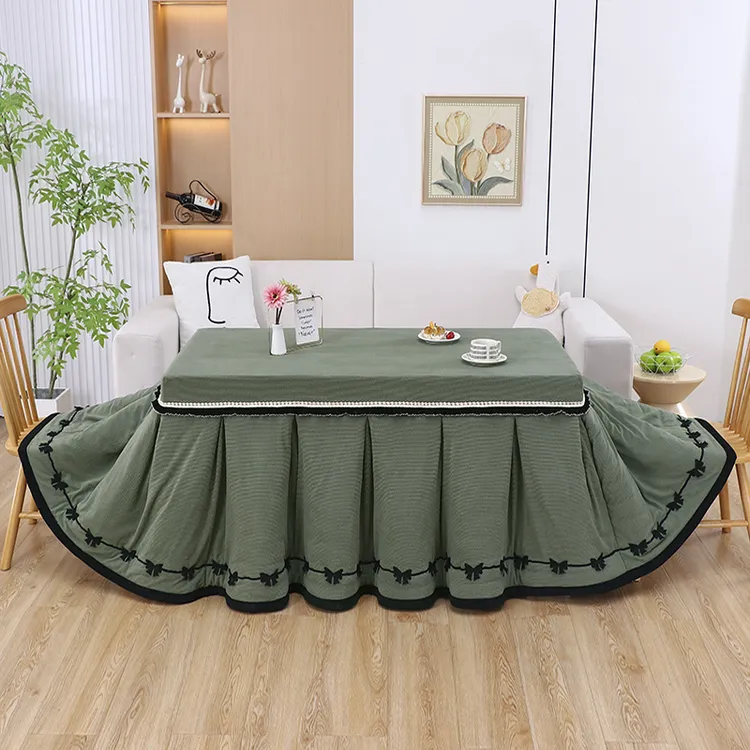 加绒加厚高端电炉罩套长方形取暖茶几罩烤火被烤火罩套暖炉套新款