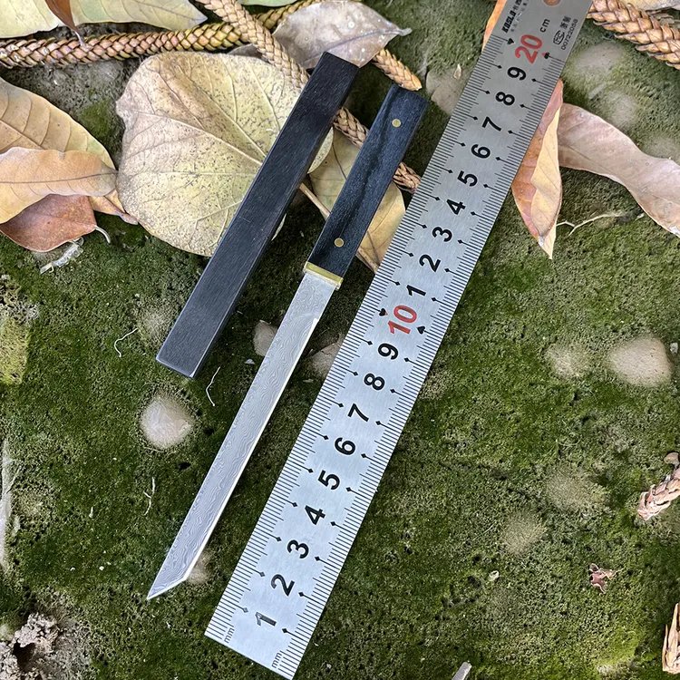 迷你小巧精美锻打大马士革钢锋利户外防身小直刀家用水果刀果蔬刀