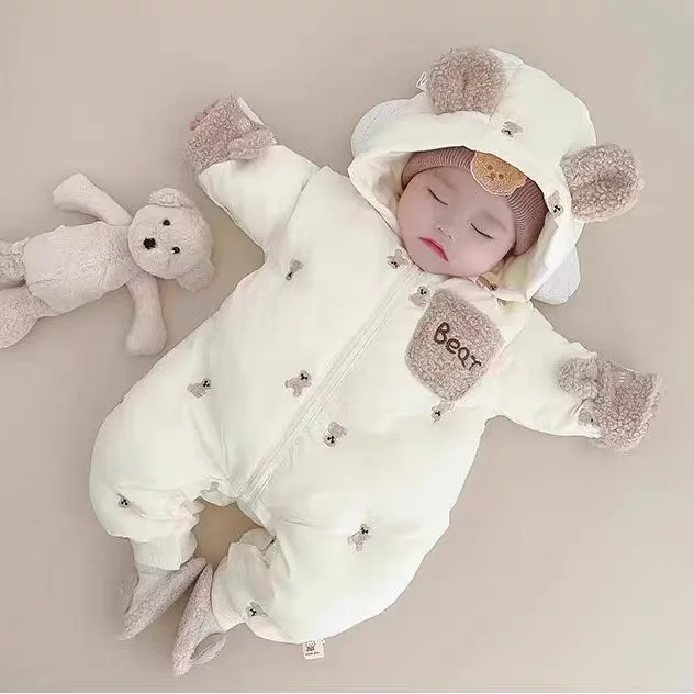 新生儿冬装连体衣长袖冬季可爱幼儿婴幼儿婴儿防雨绸棉衣服保暖