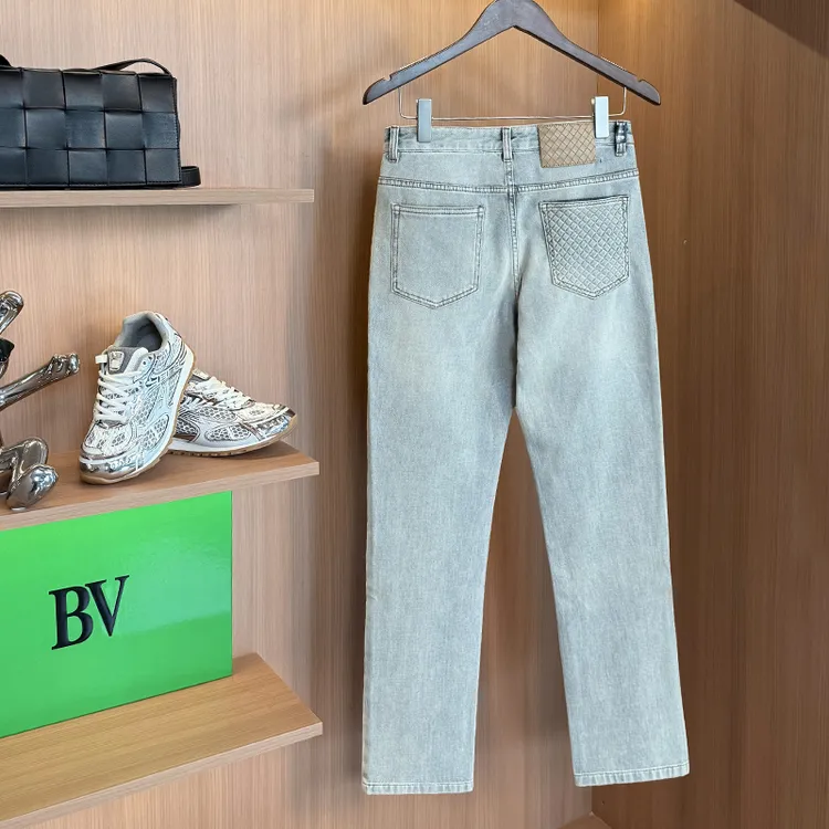 BV出口法国！蝶家牛仔裤编织风秋季防褪色厚款直筒长裤男士百搭款