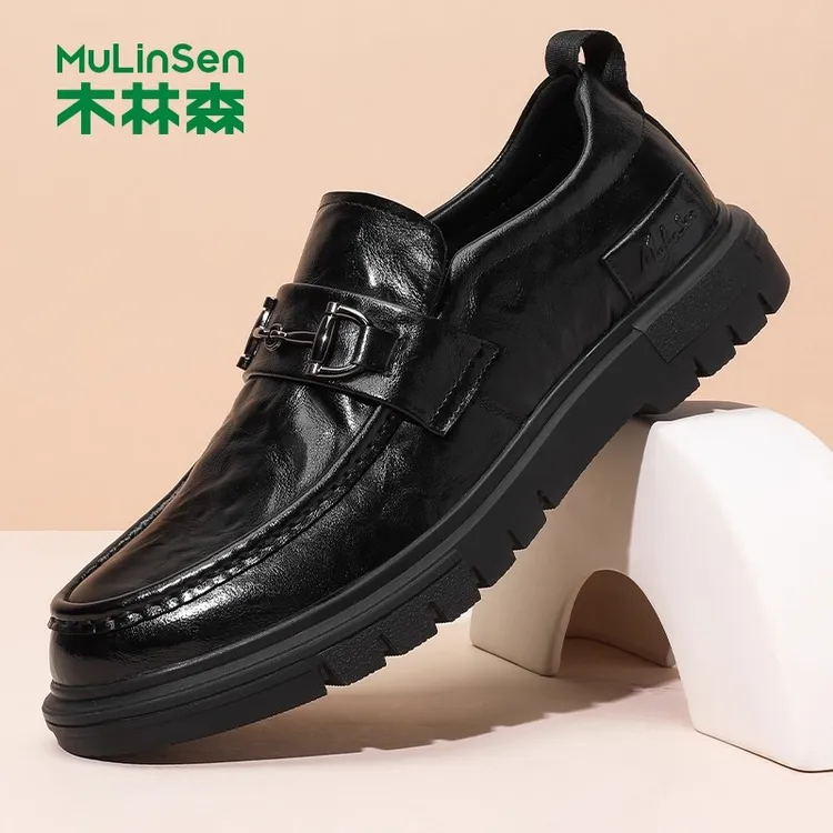 木林森男鞋2025秋季英伦乐福鞋男套脚休闲皮鞋软底商务驾车豆豆鞋