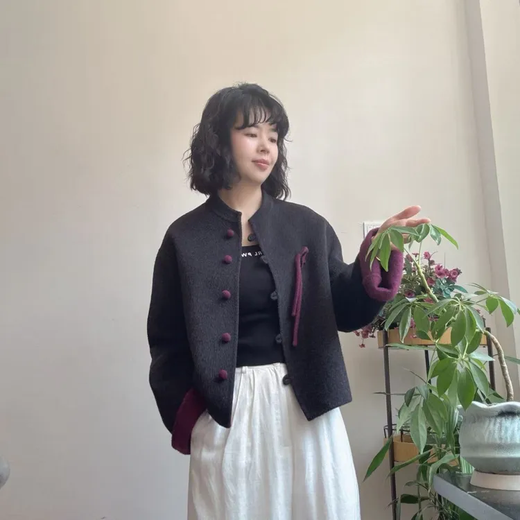 [韩韩精选]气质双面呢 女短款 小香风气质时尚 休闲 百搭