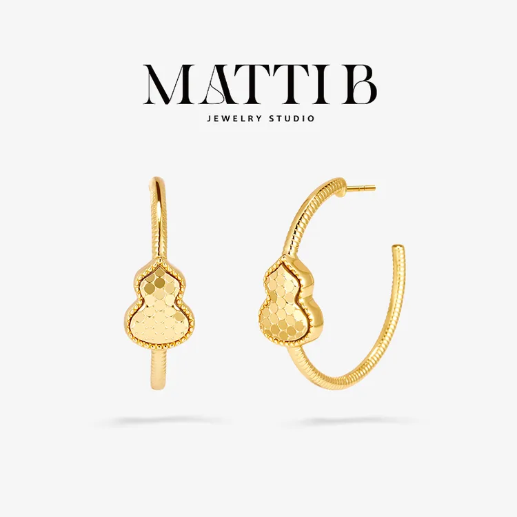 铜合金耳饰 新中式圈圈葫芦高级感碎冰高端新爆款百搭耳钉女2040