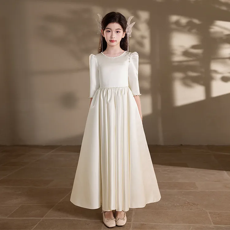 【轻奢】新款白色女童礼服洋气礼服花童高端轻奢礼服主持演出童装