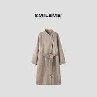 3-SMILEME【旧时光影】"绵羊毛"气质毛呢外套R5029