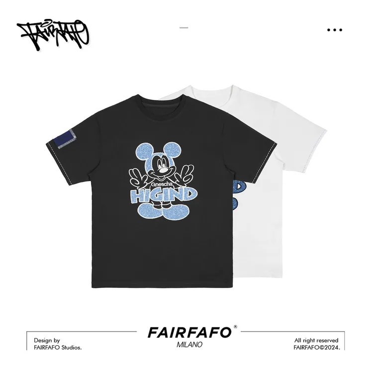 FAIRFAFO林肉肉【高端潮牌休闲百搭卡通牛仔贴布印花T恤】LG24DX020