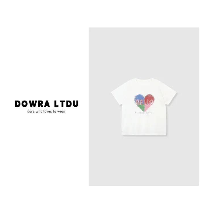 朵拉【氧气日记】2025年夏季新款圆领爱心雪花百搭短袖T恤243-208