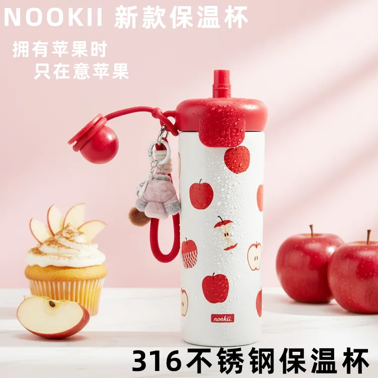 水杯女新款2025高颜值保温杯便携吸管卡通可爱风学生圣诞保温水杯