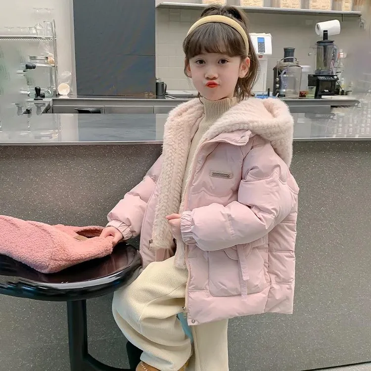 YeeHoO/英氏2025童装假两件女童季新款羽绒棉服中长款加厚保