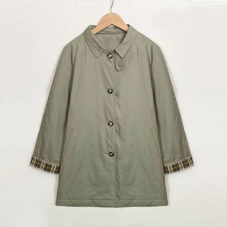 2025秋冬方领单排扣长款棉服外套宽松显瘦保暖外套