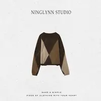 NINGLYNN STUDIO 新款针织秋季慵懒风圆领提花毛针织衫360234