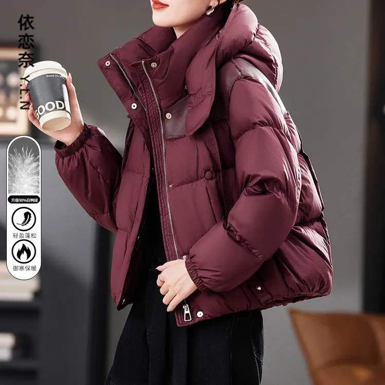 【清货】安可拉红短款服女冬季2024年新款时尚保暖棉服面包服