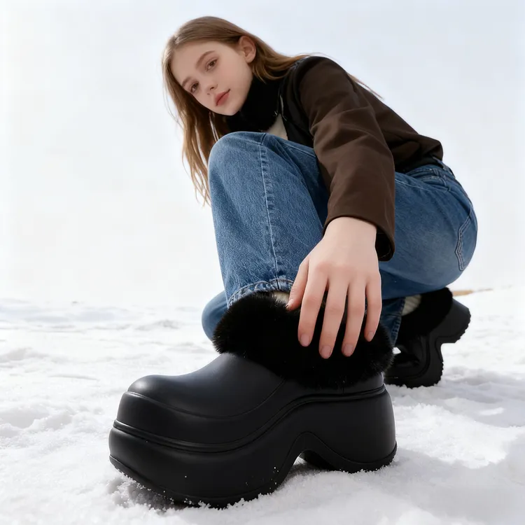 2025新款半包跟棉拖鞋女冬季外穿EVA防滑厚底踩屎感加绒毛毛棉鞋