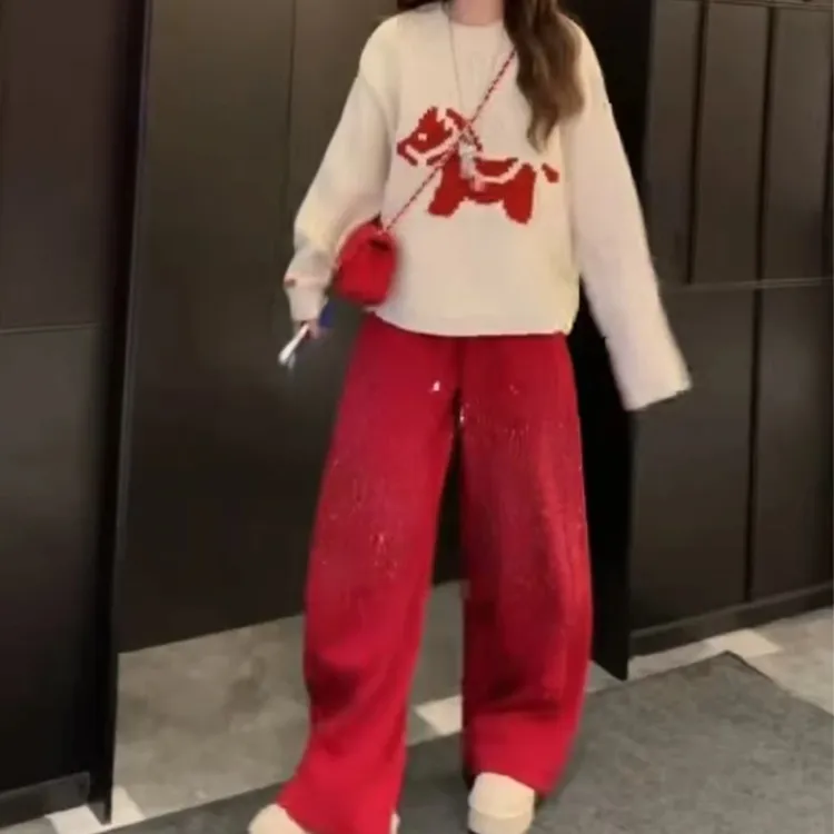 秋冬新款时尚气质百搭加上衣洋气阔腿裤慵懒风女装