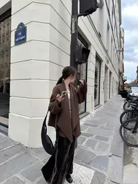 灰灰呀！雾都恋人/ 韩系设计翻领氛围感气质百搭双面呢大衣短外套