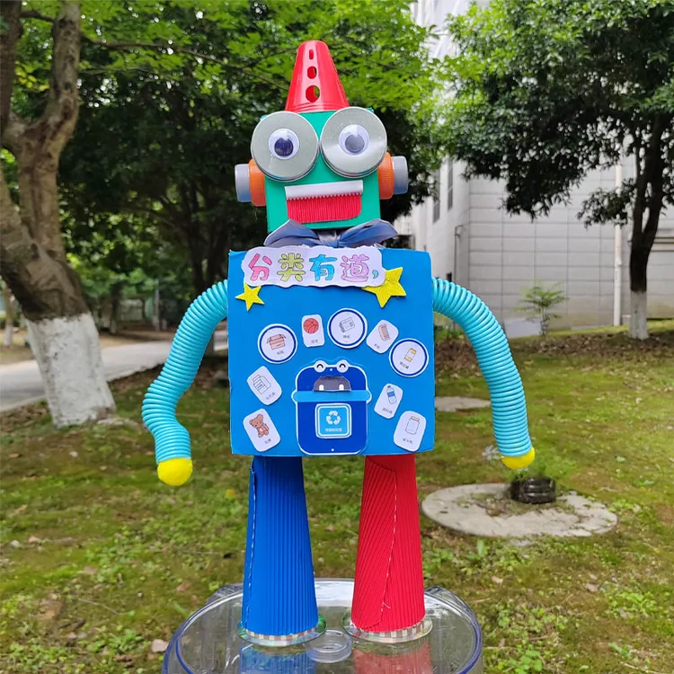 变废为宝 废旧利用环保手工 创意机器人  垃圾分类机器人 纸箱