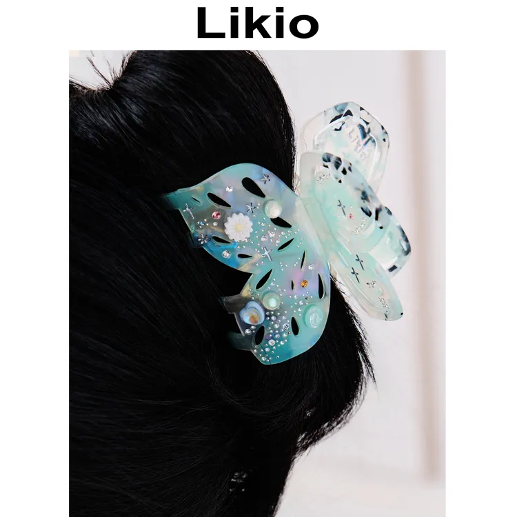 Likio 原创设计 珍宝蝴蝶星点发抓 发夹子发卡鲨鱼夹头饰