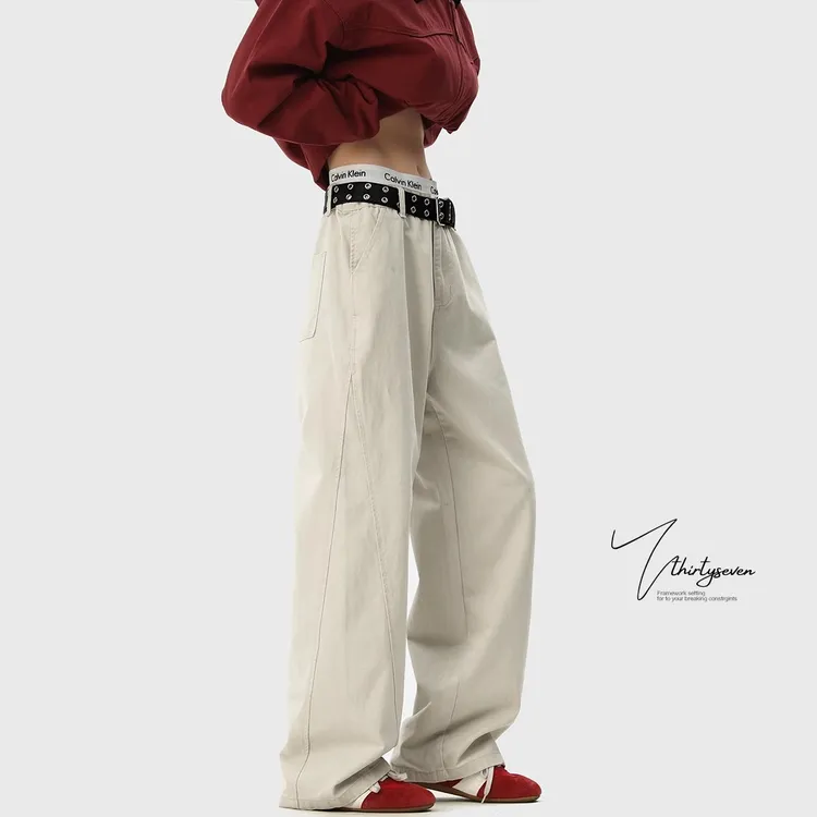 复古日系弯刀裤子男款春秋季新款bf慵懒风宽松直筒阔腿穿搭休闲裤