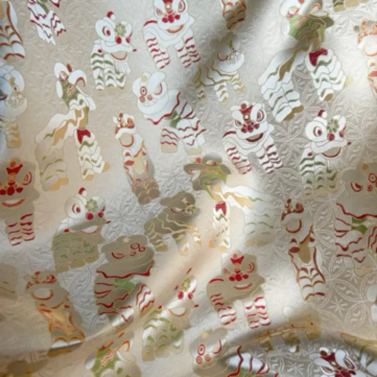 【新品吉祥醒狮】新中式新年必入过年舞狮提花中华国风周岁面料