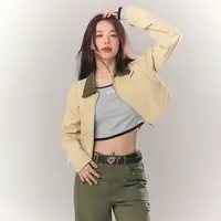 3006【金拐子专属】CHUU简约翻领设计撞色拼接辣妹工装风外套-F