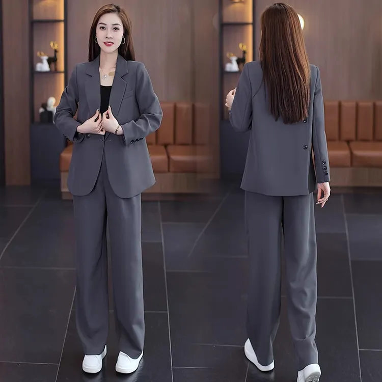 早秋休闲西服套装女2025春秋季新款韩版职业西装外套阔腿裤两件套
