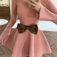 现货【一生罗曼】设计感腰带松紧女蝴蝶结百搭风P195