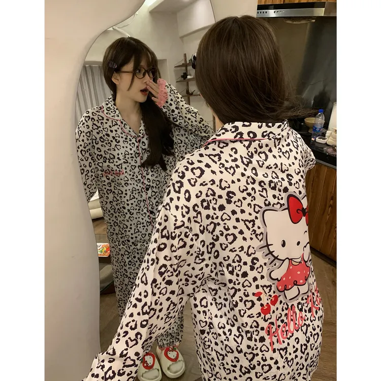 可外穿春秋季睡衣女款爆款2025新款冰丝宽松高颜值长袖家居服套装